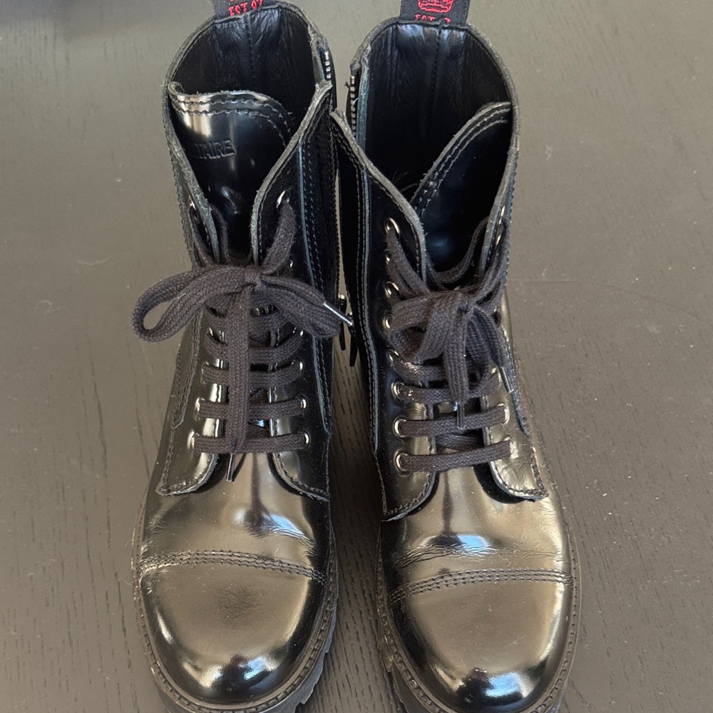 Zadig & Voltaire Glossy Black Lace-Up Boots